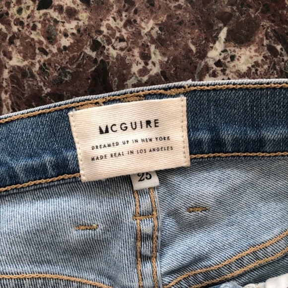 MCGUIRE DENIM 90s Distressed Jean Biker Shorts in La Colombe Blue - Picture 5 of 10